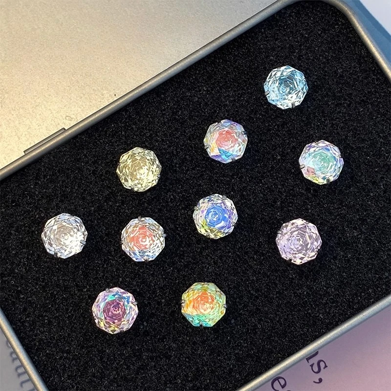 

8MM Rose Cut Stud New in Earrings for Women Luxury Earrings Anniversary Gift Idea Stainless Steel Jewelry Sets