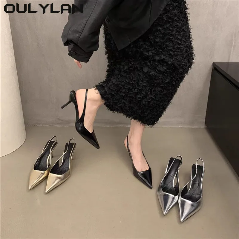 Oulylan-Sandalias de tacón alto para mujer, zapatos elegantes de punta estrecha, sin cordones, de marca, a la moda, para Primavera, 2024