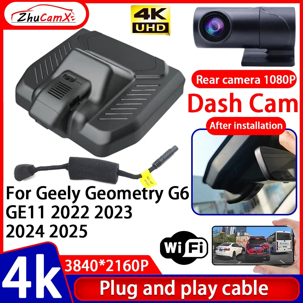 

ZhuCamX Video Recorder Night Visio 4K UHD Plug and Play Car DVR Dash Cam Camera for Geely Geometry G6 GE11 2022 2023 2024 2025