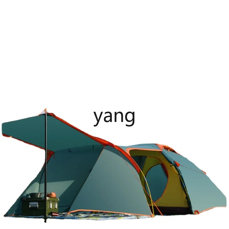 Yjq Outdoor Tent One Bedroom One Living Room Camping Rainproof Thickened Fold Portable Super Large Camping Tunnel Tent