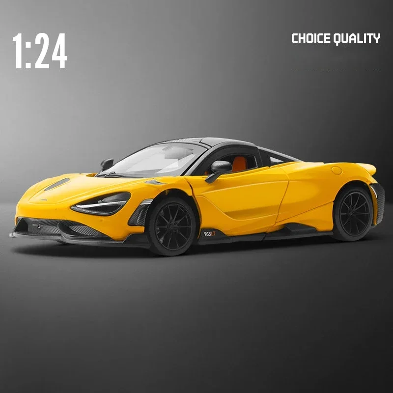 1:24 McLaren 765LT Supercar Alloy Model Car Toy Diecasts Metal Casting Sound And Light Car Toys For Children Vehicle