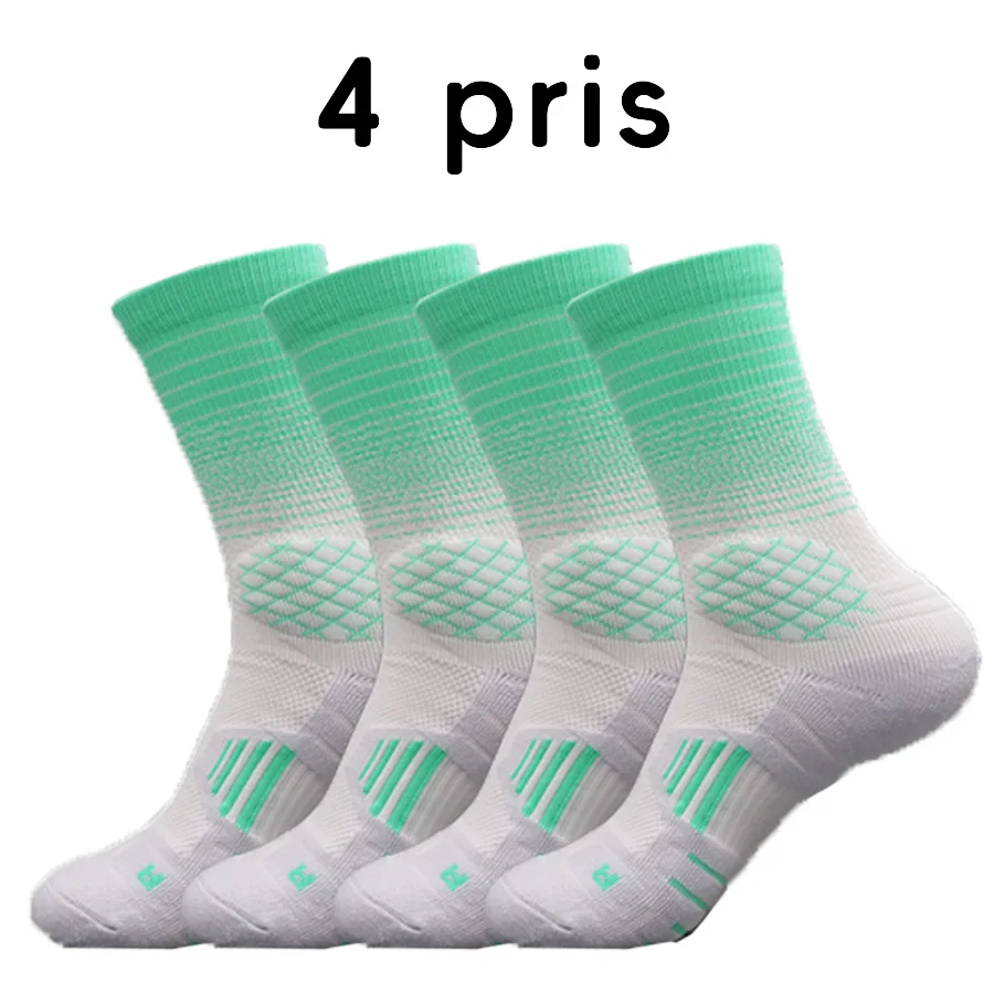 4 pairs Men\'s High Tube Professional Practical Basketball Socks Contrast towel bottom thickened shock absorption Women  football