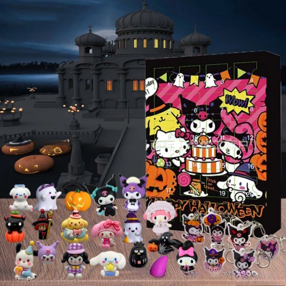 24PCS Sanrio Christmas Advent Calendar Hello Kitty Kuromi Lovely Small PVC Action Figure Countdown Toy Box Girls Birthday Gift