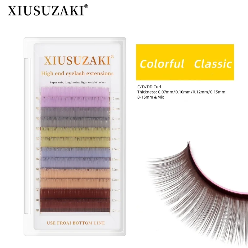 XIUSUZAKI Mix Colorful Lashes High Quality Soft Natural Premium Eyelashes Mink Rainbow Eyelash Extensions Supplies Makeup Tools