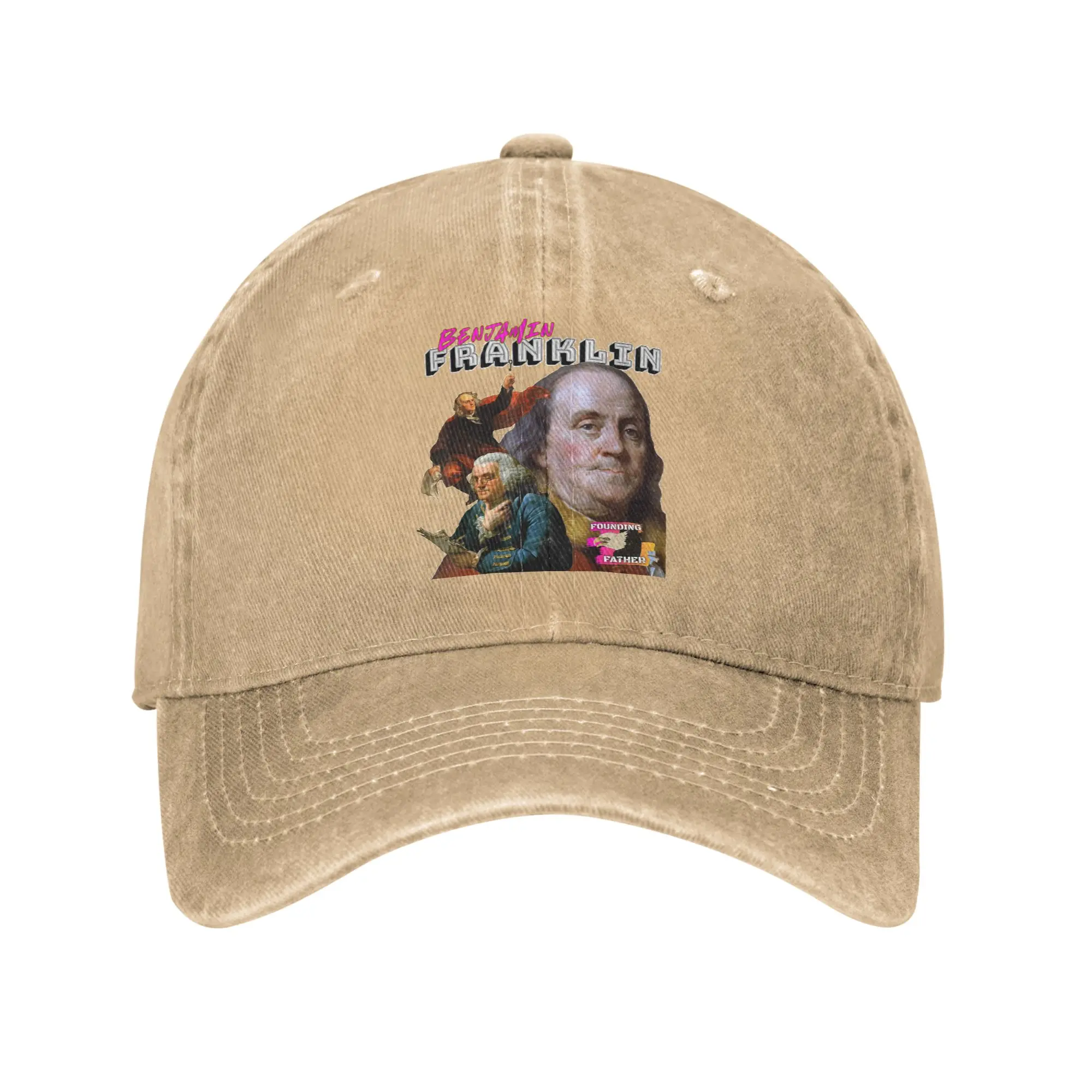 Gorra de béisbol estilo retro de los años 90 con diseño de Benjamin Franklin, inspirada en la historia americana, para hombre y mujer, con visera protectora, de algodón.