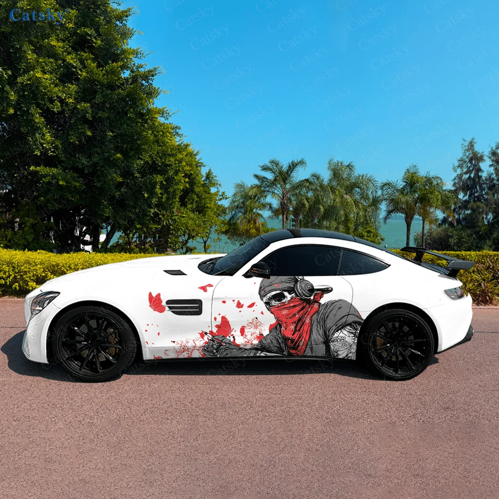 

Mask Skeleton Tattoo Car Side Sticker Decoration, PVC Waterproof Scratch Resistant Decal, Car Protection, Auto Accessories Gift