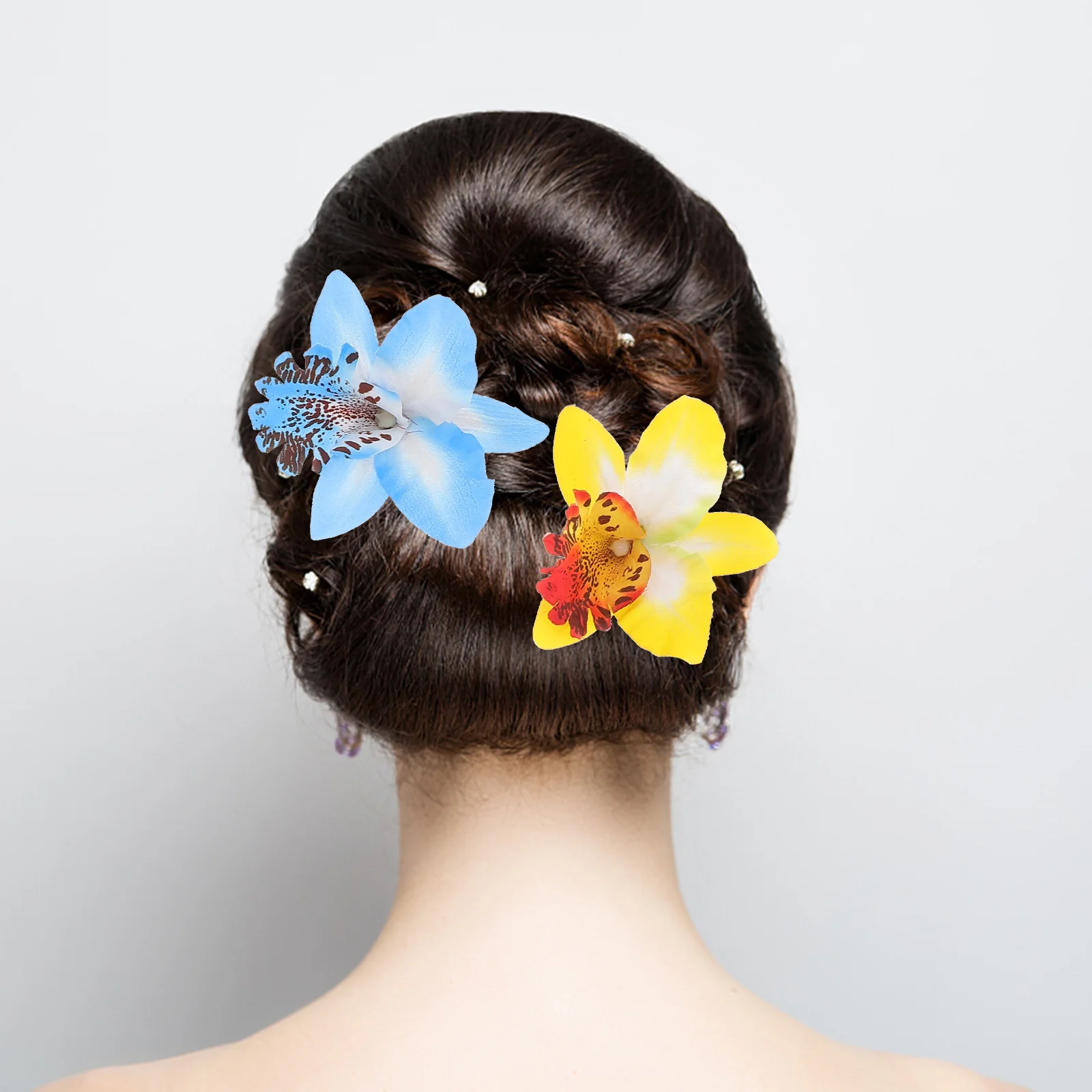 10 Pcs Orchid Hairpin Flower Clip for Bride Headgear Bridesmaid Spandex Headdress Miss Headpiece