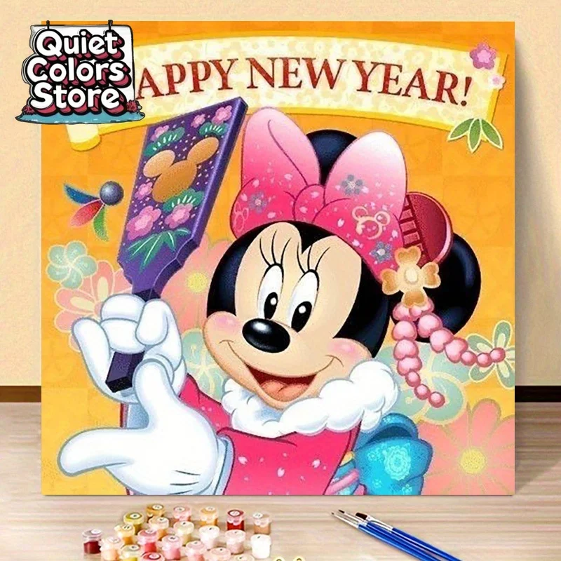 

(Магазин Quiet Colors) 1 шт., Набор для рисования по номерам для взрослых — Минни Маус (Дисней), 40×40 см/15,7×15,7 дюймов, Картина маслом для гостиной A