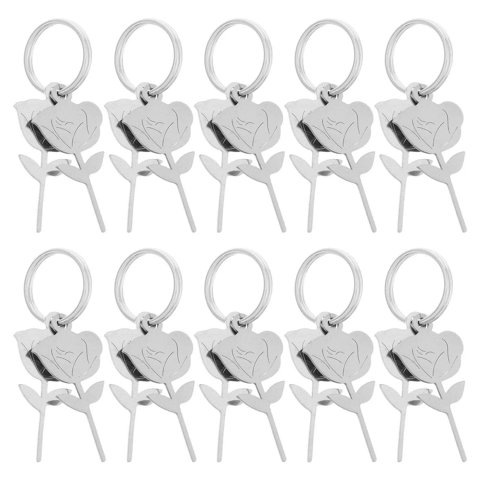 10Pcs Stainless Flower Keychain Universal Sim Card Ejector Pin Key Ring Backpack Purse Party Favor Accessory