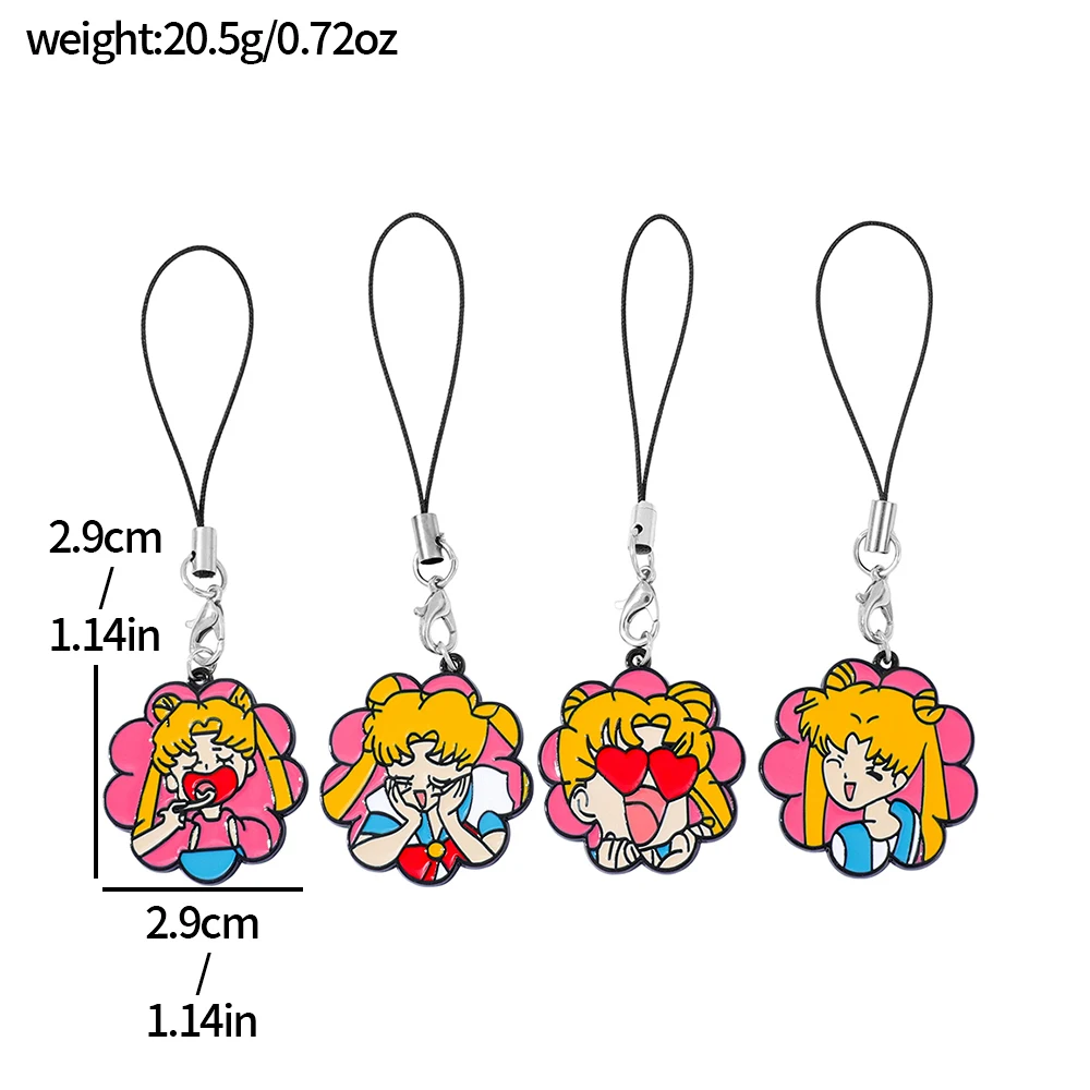 4pcs Sailor Moon  Cosplay Keychain Unisex Kawaii Keyring Key Chain Phone Chain Bag Pendant Accessories Prop view 2