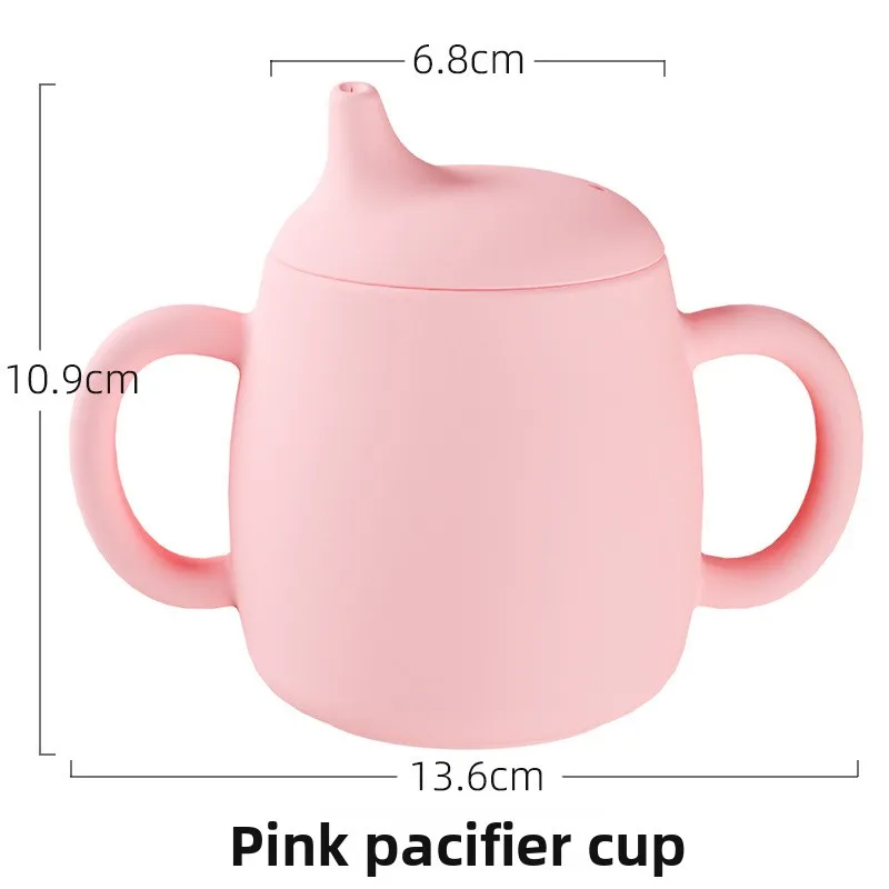 

Baby Learning Drink Cup Food Grade Silicone Belt Handle Training Cup Easy Cleaning Children's Pacifier Cup