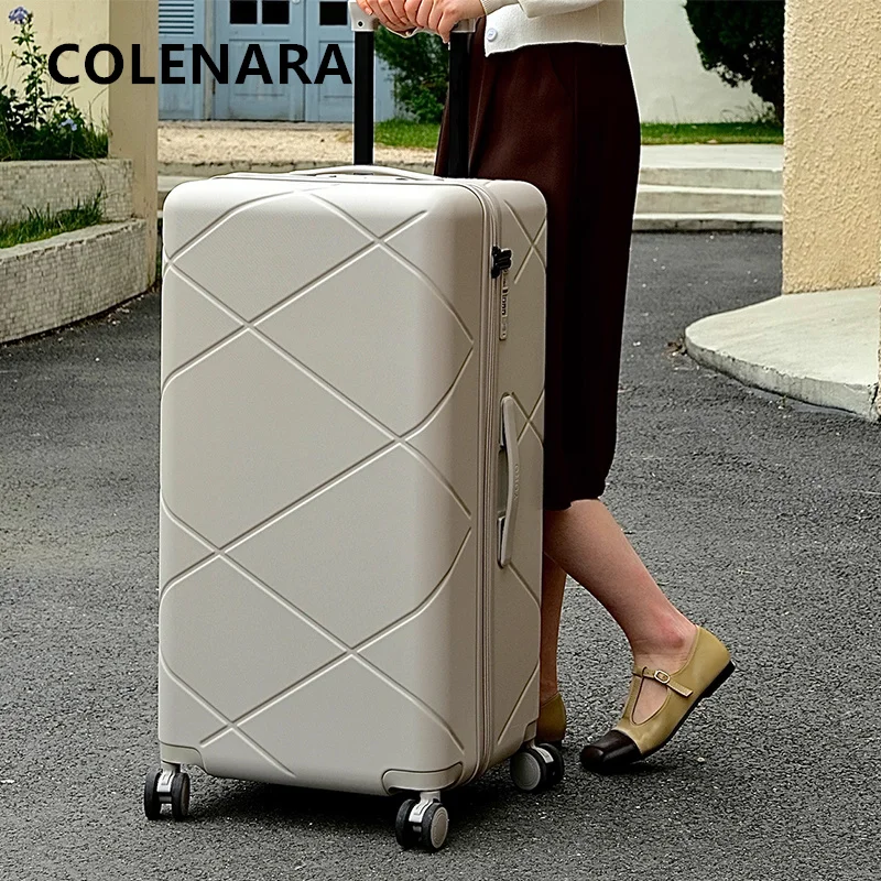 COLENARA سعة كبيرة الأمتعة سستة الصعود صندوق 20 "24" 26 "28" 30 بوصة الرجال الألومنيوم الإطار حقيبة تروللي بعجلات حقيبة نسائية #2