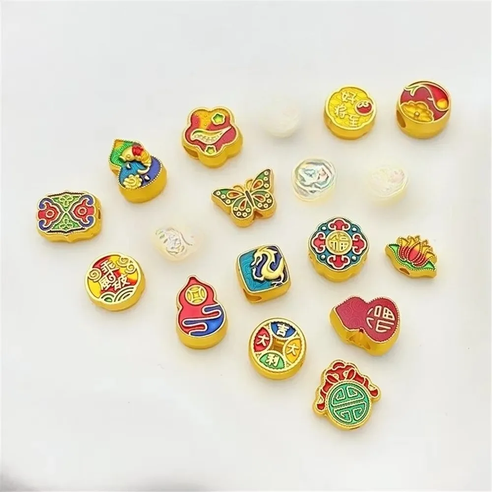 Oude Gouden Lotusblad Koi Kalebas Geluk Kralen Handgemaakte DIY String Armband Ketting Sieraden Materiaal Accessoires