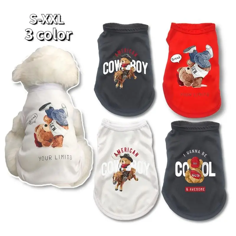 

Dog Vest New Teddy Mini Medium Large Dog Cotton Tank Top Pet Products Clothing Bear Style