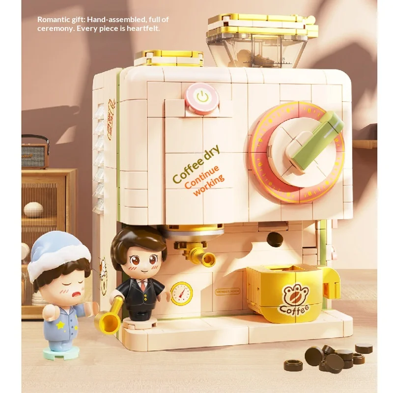 

WONDER MOON Mini Particle Building Blocks Vintage Coffee Machine Creative Ornament Trendy Puzzle Toy For Adult Home Decor
