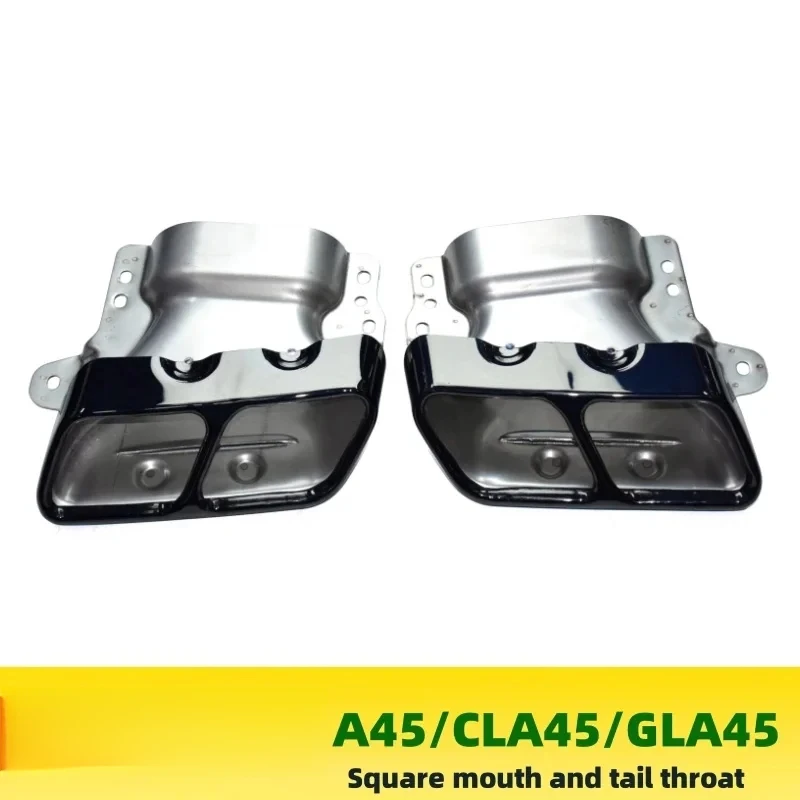 High Quality W117 Square Port Exhaust Pipe Tailpipe Stainless Steel Tip Nozzle Compatible A45 CLA45 GLA45 Interior Modification