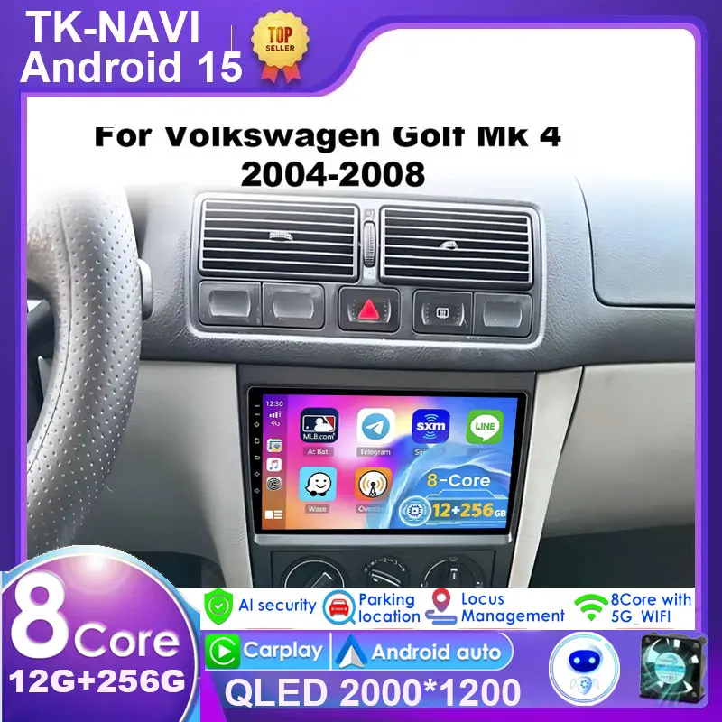 

Carplay Android For Volkswagen Golf Mk 4 2004-2008 Car Radio Video Multimedia Player GPS QLED Bluetooh HD Screen Stereo 2din DVD
