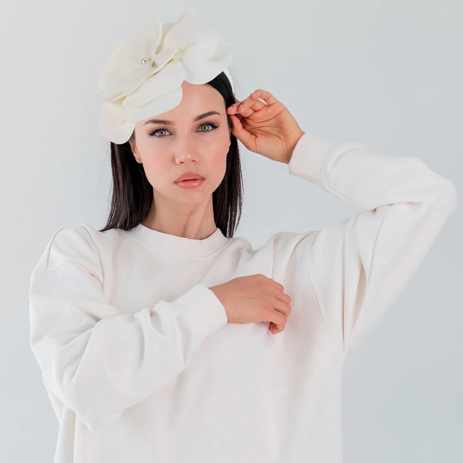 Large Floral Flower Headband Fascinator Elegant Bridal Hair Accessory Wedding Tea Party Cocktail Event Headpiece