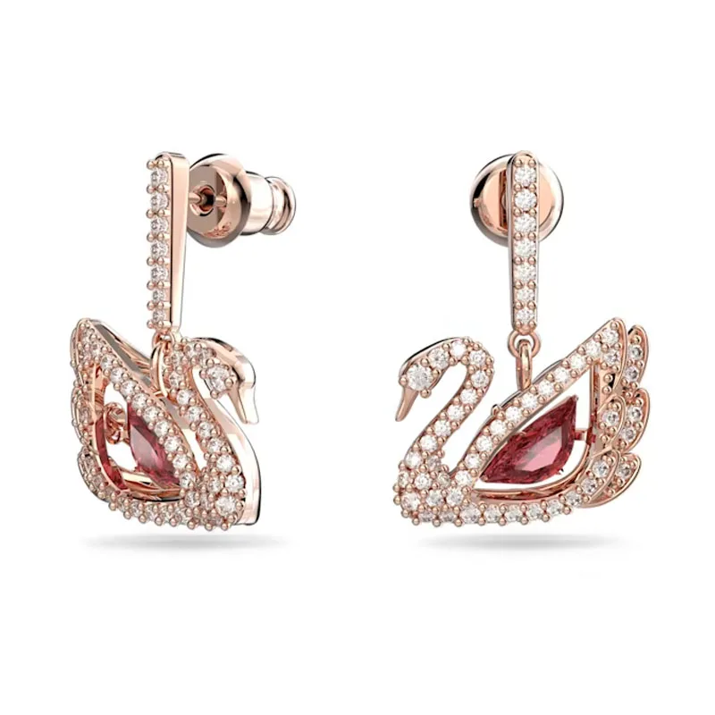 2024 New earrings Drop shaped Swan Red Crystal element earrings suitable for women exquisite high quality earrings jewelry gifts