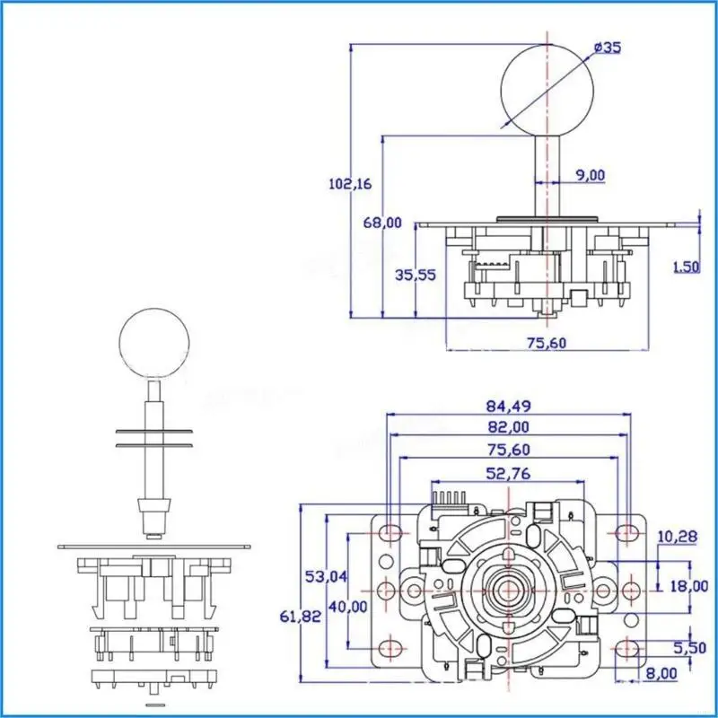 2pcs Joystick & Coders 10 Botón Joystick para proyectos juegos Arcade