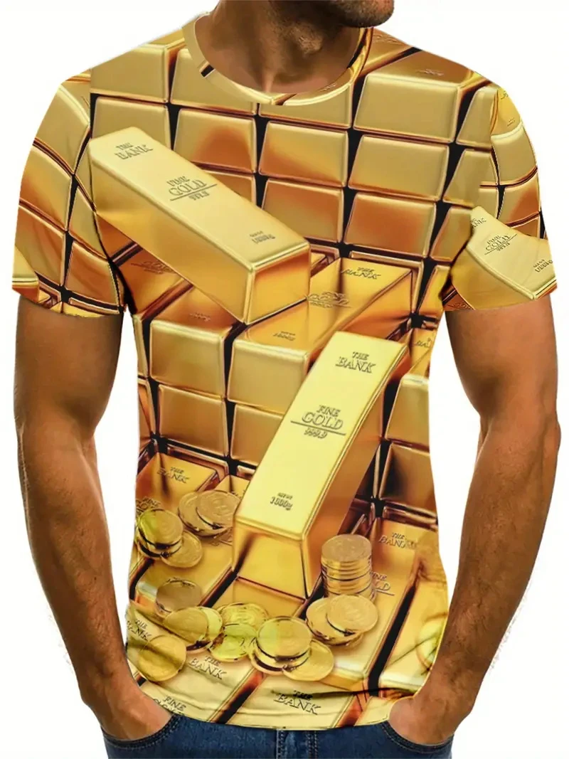 الجدة الفاخرة تي شيرت Harajuku تي شيرت الرجال ثلاثية الأبعاد طباعة بيتكوين قصيرة الأكمام بلايز عادية تي شيرت عادية الجولة الرقبة الرجال الملابس #2