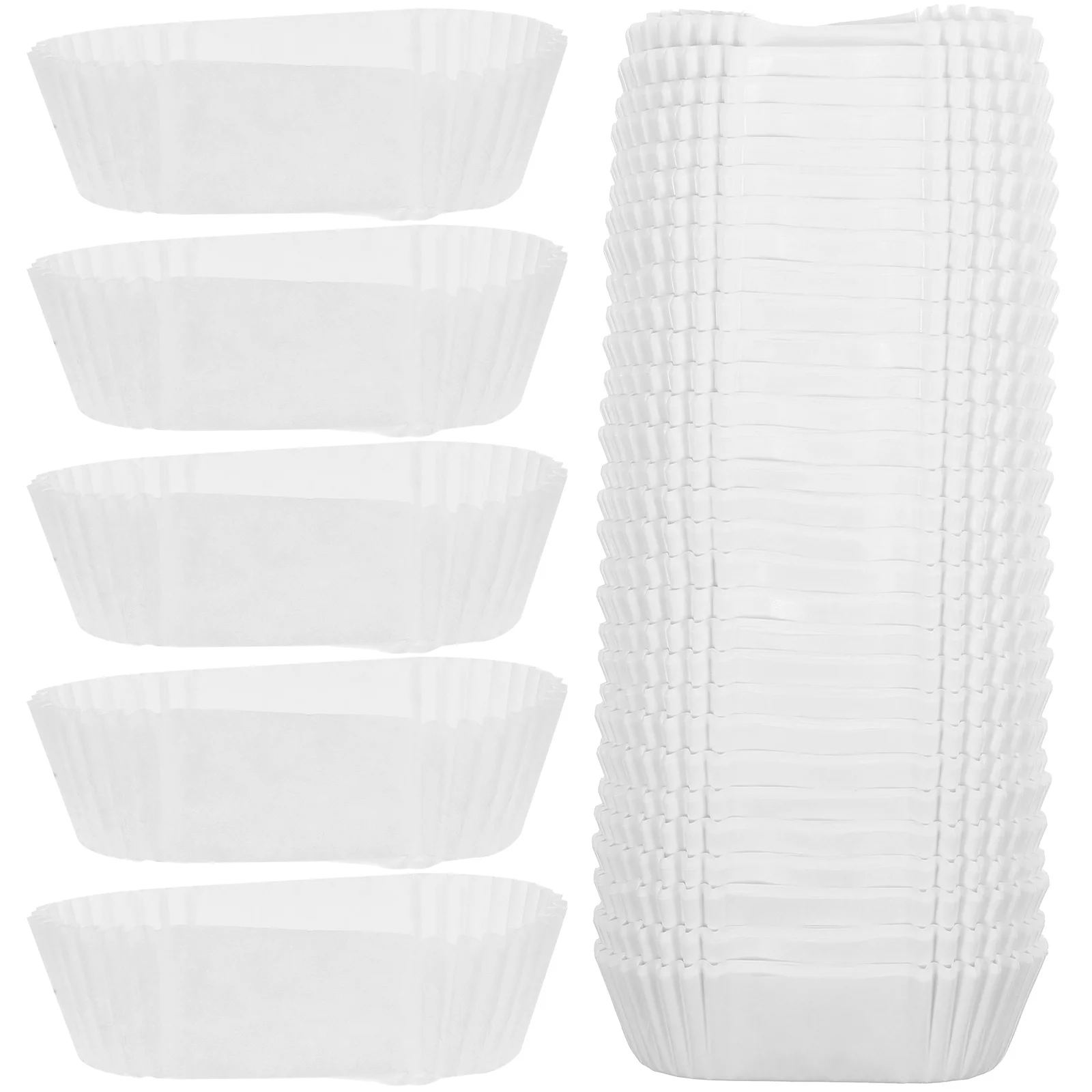 

Grease Proof Cupcake Liners Boat Shape Paper Cups Oval Pans Bread Tray Dessert Muffin