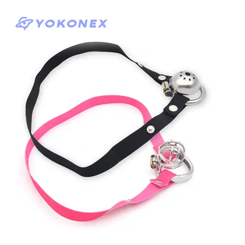 18+ Male chastity cage chastity lock anti-shedding device fixed elastic strap auxiliary strap adjustable scrotum ring sex toy