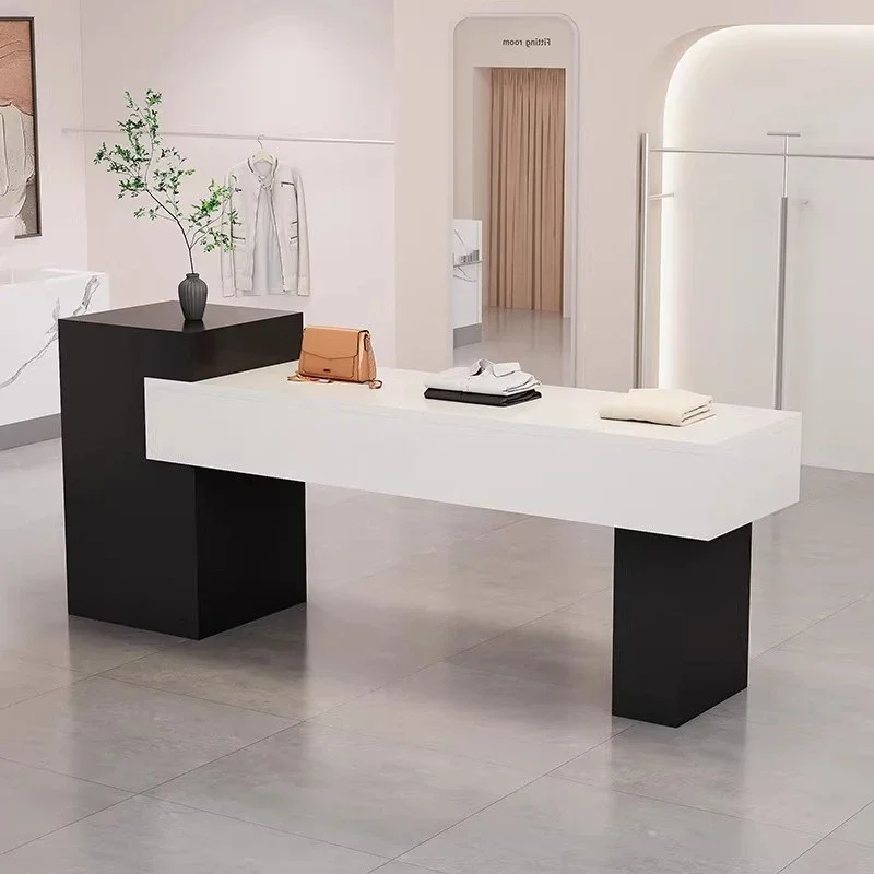 Women Clothing Reception Desk Workstations Clothing Store Island Display Table Storage Cabinet Shopping Mall Decoration Cabinets