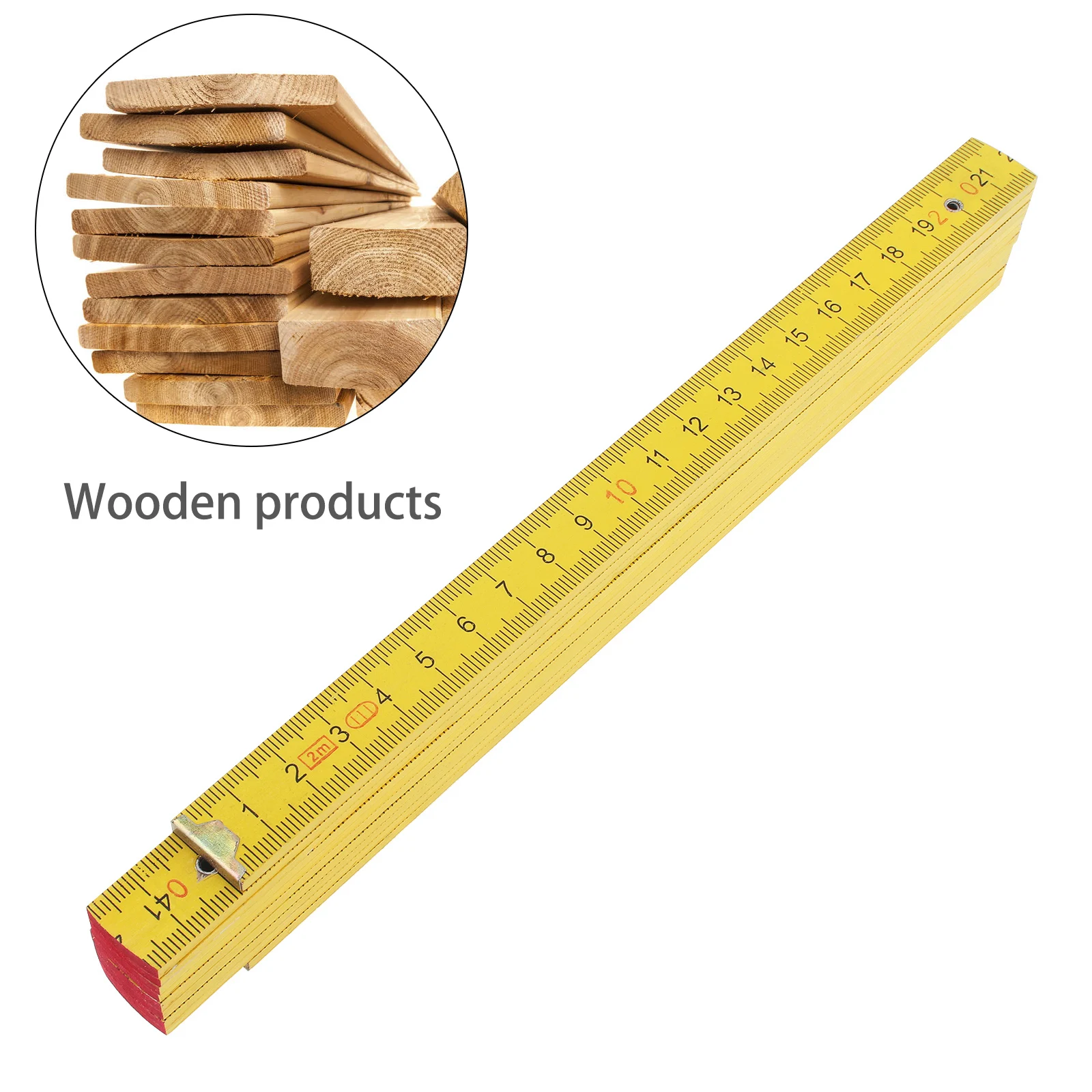 2m Folding Ruler Wooden Carpenter Tool Inch Metric Double Sided Scale Wood Ruler Meter Measure for Drawing Teaching