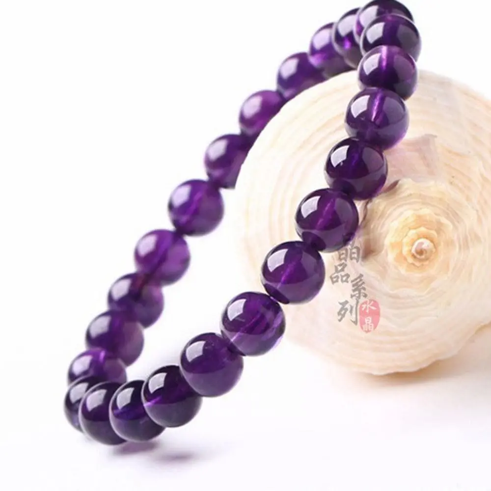 Purple Genuine Natural Round Gemstone Buddha Beads Beads Amethyst Bracelet Jewelry