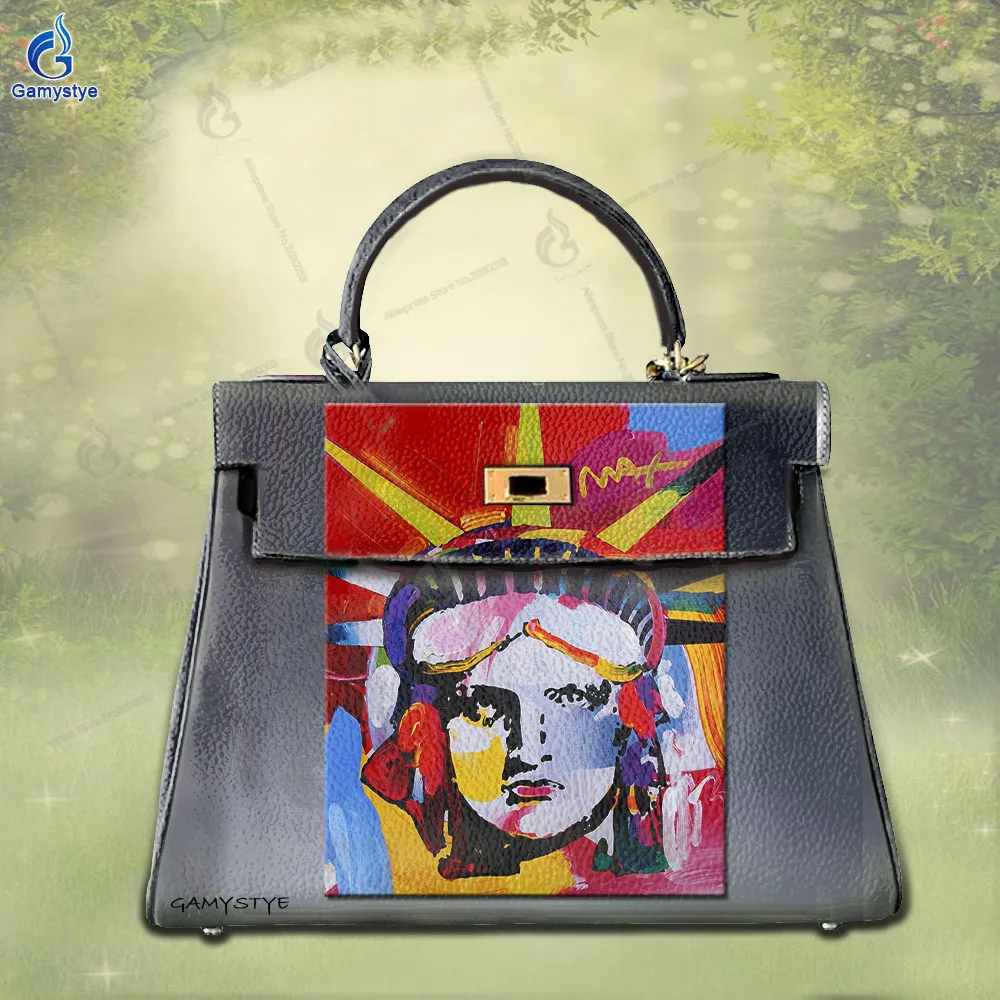 

Сумки на плечо Sac De Luxe Femme Роскошные сумки Женские красочные портретные дизайны 100% действительно коровья кожа Уличная мода Искусство рисовать граф