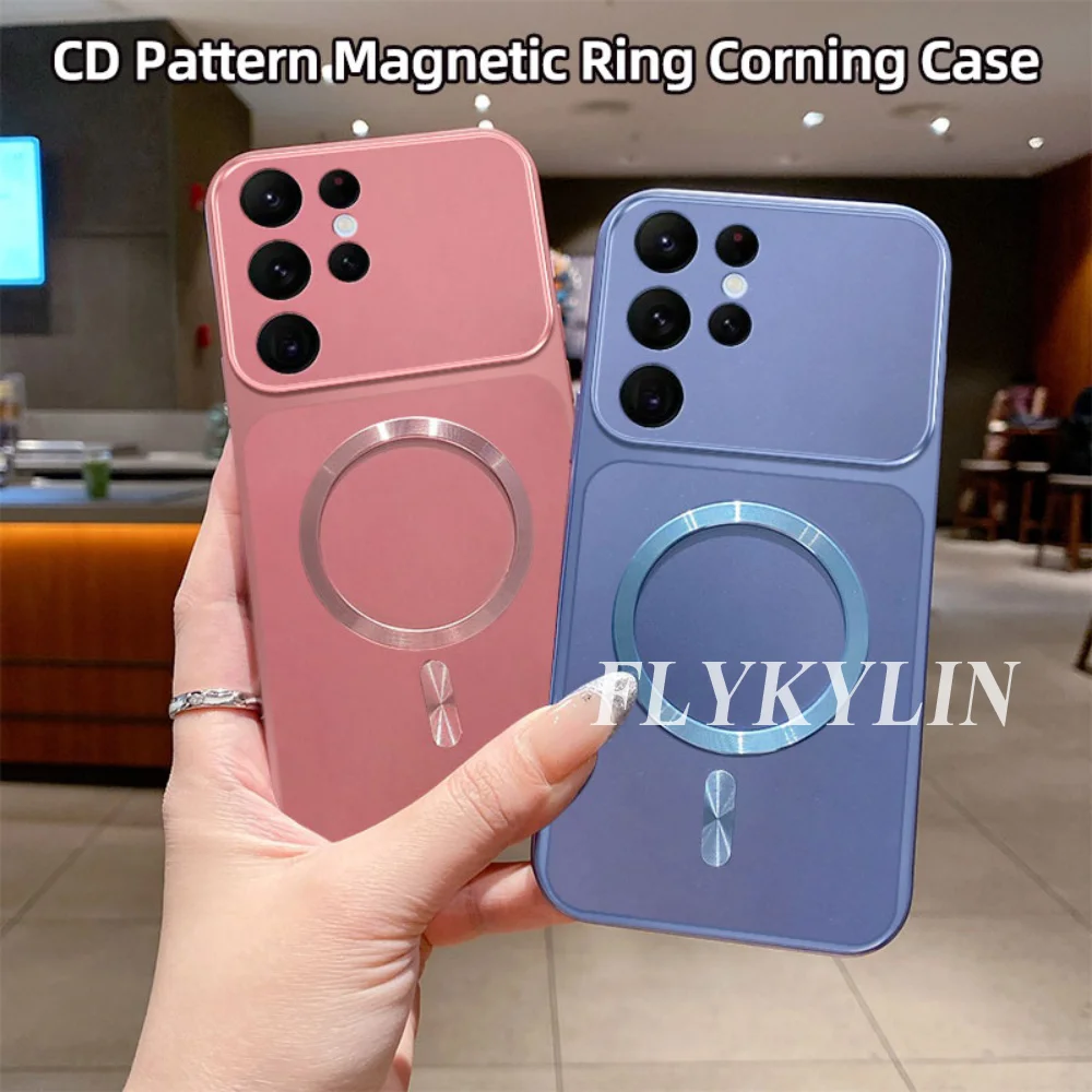 For Samsung S26 Ultra S25 S24 S23 S22 S21 Plus Edge Metal Soft Silicone Magnetic Wireless Charging Anti Drop Protective Cover