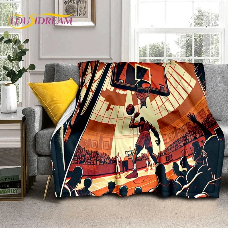 Latest Basketball Court Frame Soft Flannel Blanket for Beds Bedroom Sofa Picnic,Throw Blanket for Cover Outdoor Leisure Nap Gift