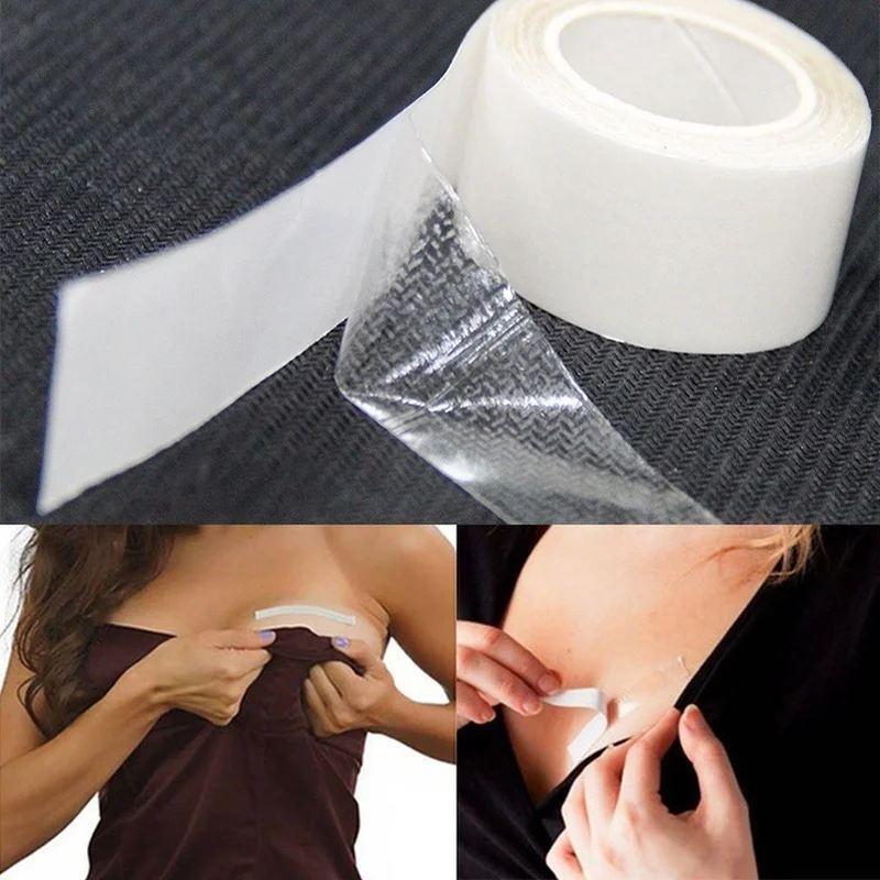 

3M/5M Safe Transparent Clear Lingerie Tape Waterproof Dress Cloth Tape Double-sided Silicone Body Adhesive Breast Bra Strip