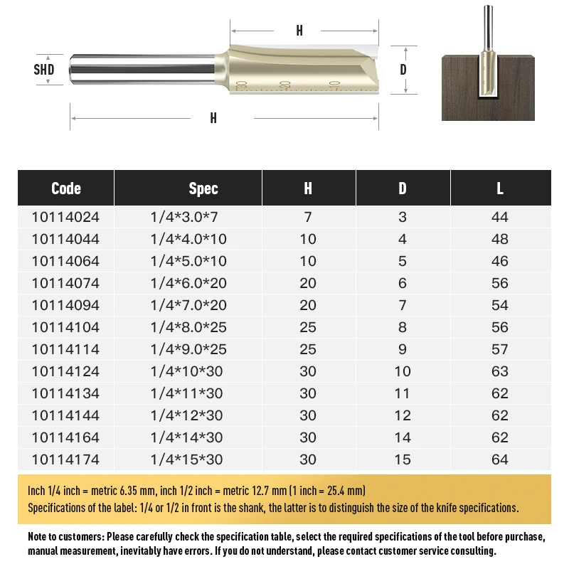 LIDAIO 1pc Cutter for Wood 6.35mm Shank Double Flute Flush Milling Cutter Straight Router Bit High Quality Woodwork Tools