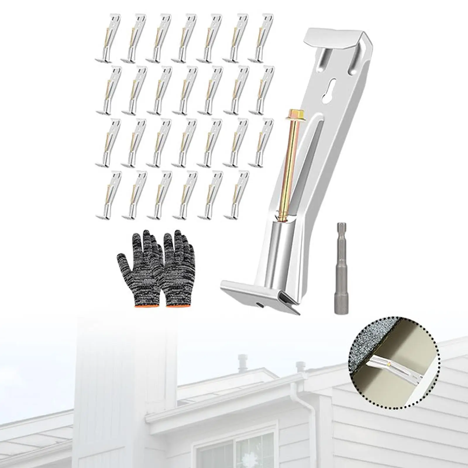 28 Pieces Gutter Hangers Repairing Sagging Rain Gutters 5 inch with Pre Assembled Screw Rain Gutter Brackets Fasteners