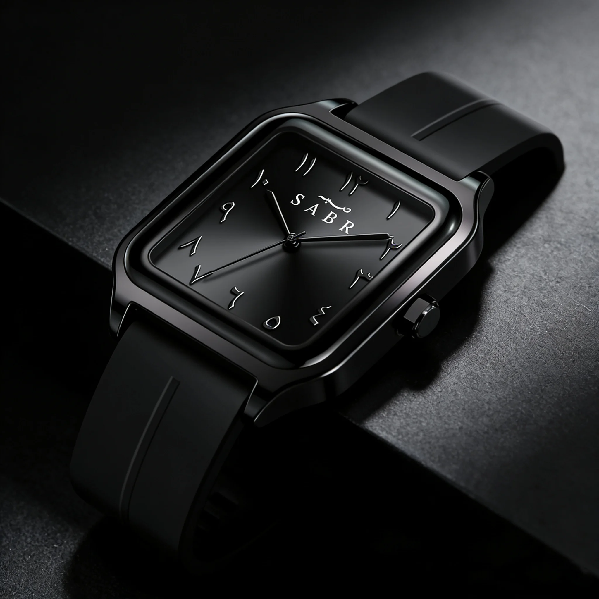 Men's Watch 3ATM Waterproof Silicone Strap Square Alloy Quartz Watch Middle Eastern Arabic Digital Watch