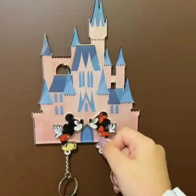 Kawaii Disney Mickey Mouse Couple Keychain Pendant Cartoon Acrylic Refrigerator Magnet Anti-Lost Hanger Entry Door Decoration