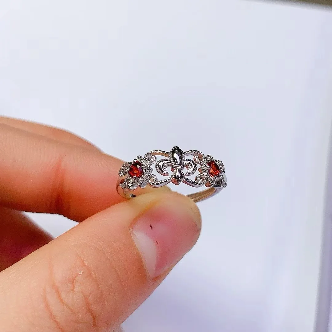 

KJJEAXCMY Высококачественное женское кольцо с натуральным гранатом, серебро S925 с гальваническим покрытием, высокая четкость, полный блестящий подарок