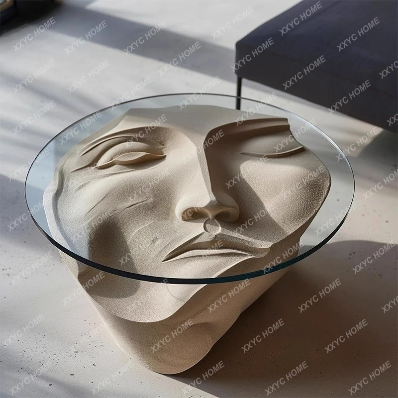 طاولة قهوة حديثة وخفيفة فاخرة على شكل وجه من الألياف الزجاجية وطاولة منخفضة على شكل خاص