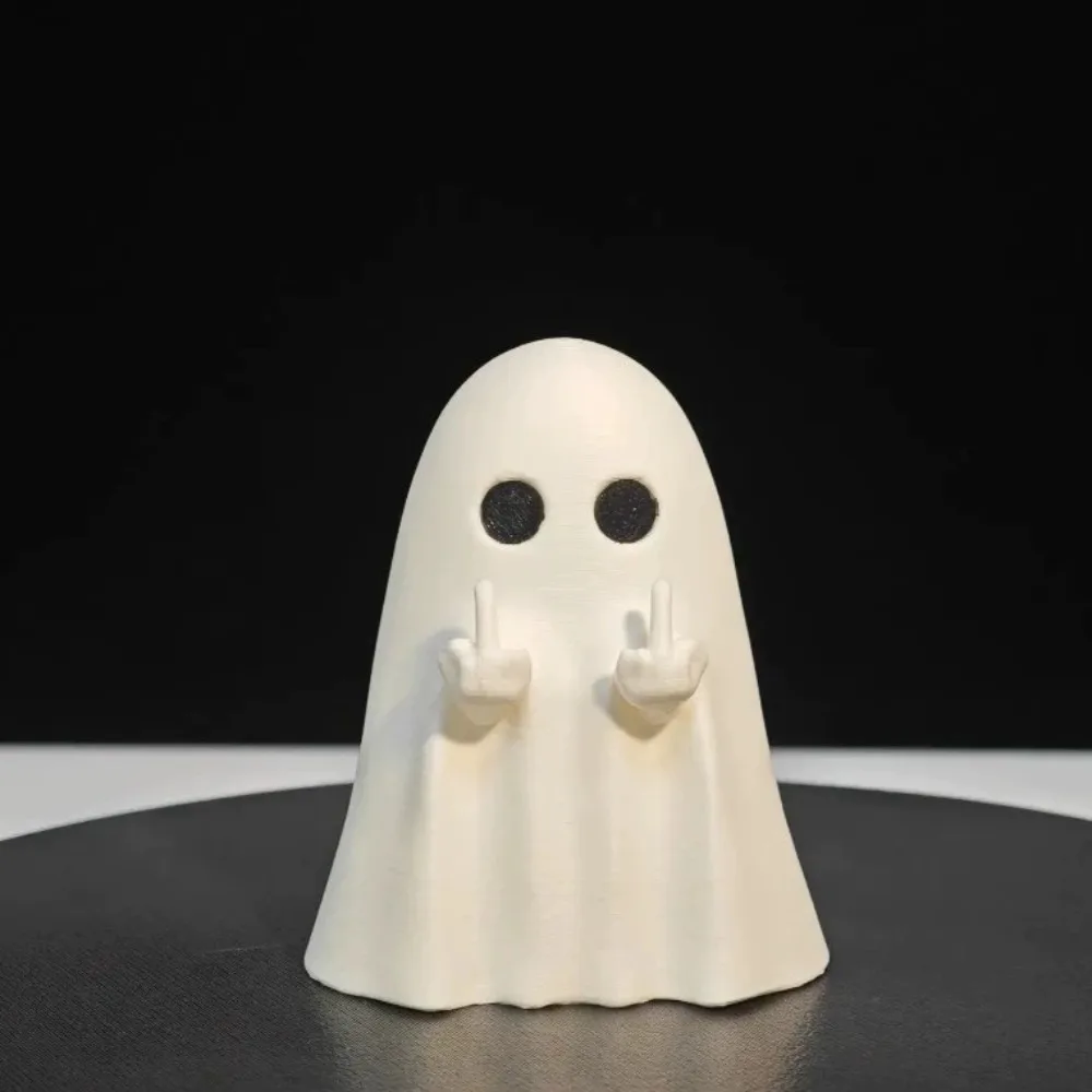 1 pieza de estatua de resina de fantasma lindo con dedo medio, decoración espeluznante de Halloween para estantería, repisa, mesa de centro, exhibición, adorno para fiestas en casa