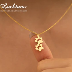 Lucktune Paw Print Pendant Necklace Stainless Steel Dog Cat Pet Paw Chain Necklace Women Minimalist Animal Jewelry Birthday Gift