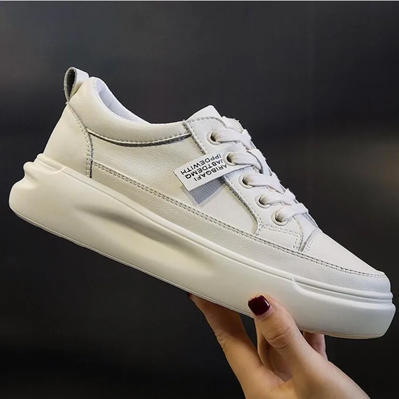 High Quality Platform Women Sneakers Autumn Leather White Sneaker Female Vulcanized Shoes Spring Casual Breathable Sports Shoe