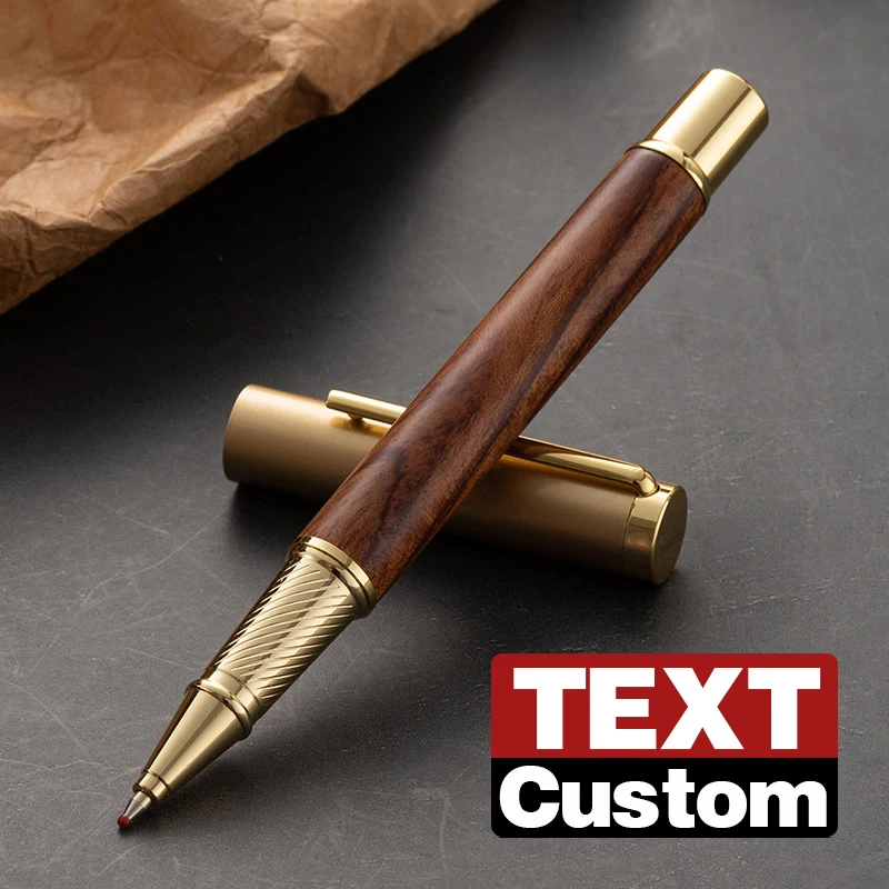 Luxury Metal Wooden Ballpoint Pen box Free Personalized Custom Name Text Engraving Business Gift for Graduation Birthday