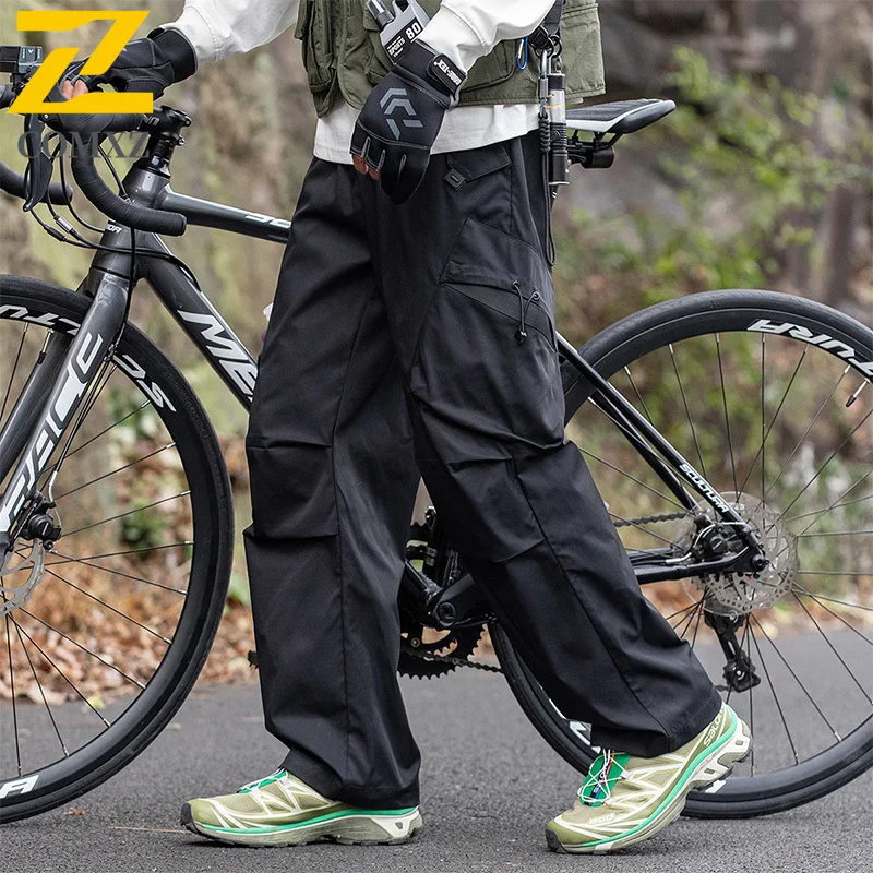 Mens Soft Cargo Pants 2025 Autumn Retro Urban Cycling Travel Sweatpants Outdoor Lightweight High End Utility Essential Trousers