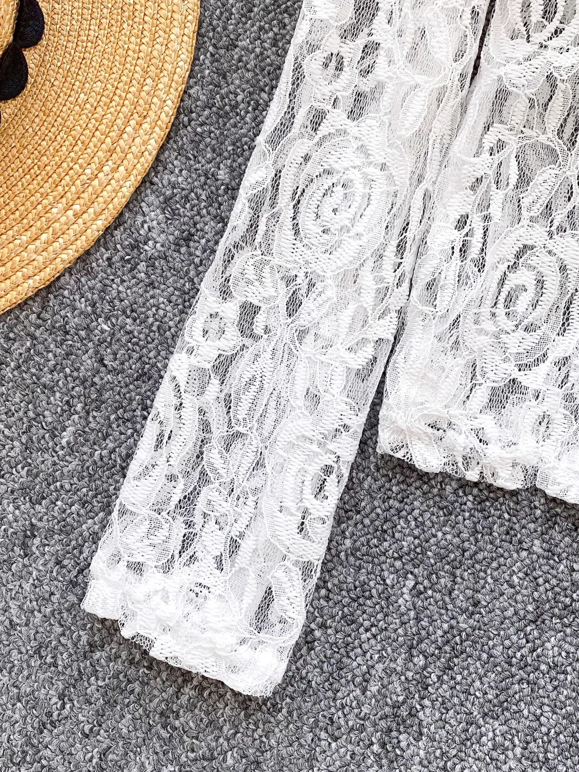 Spring Autumn Women Lace Blouse Sexy Black/White See Through Ruffle Shirt Elegant O-Neck Party Tops Blusas New Fashion 2026