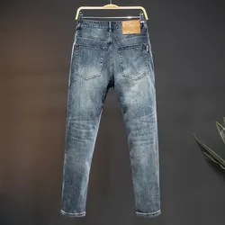 Pantalones vaqueros de alta gama para hombre, ropa a juego, nueva tendencia informal, elásticos, nostálgicos, ajustados, 2024