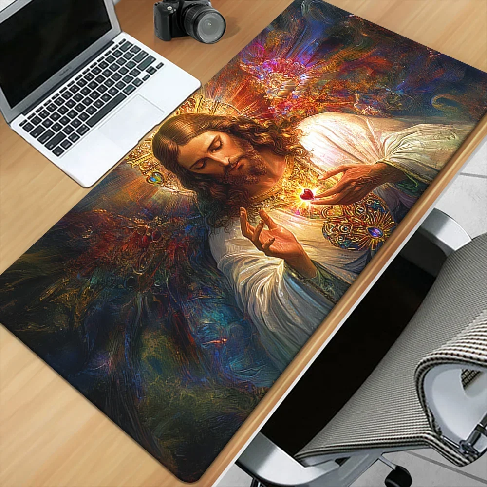 Holy Spirit Jesus Mouse Pad Large Rubber Base Anti Slip Pc Desk Accessories Mousepad For Office And Gamer Keyboard Mat Decor Rug