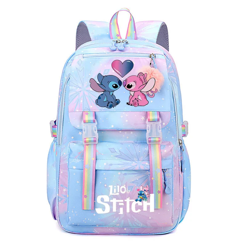 Disney Lilo and Stitch Women's Backpack Student Satchel Learning Stationery Bag Large Capacity Travel Rucksack Mochila