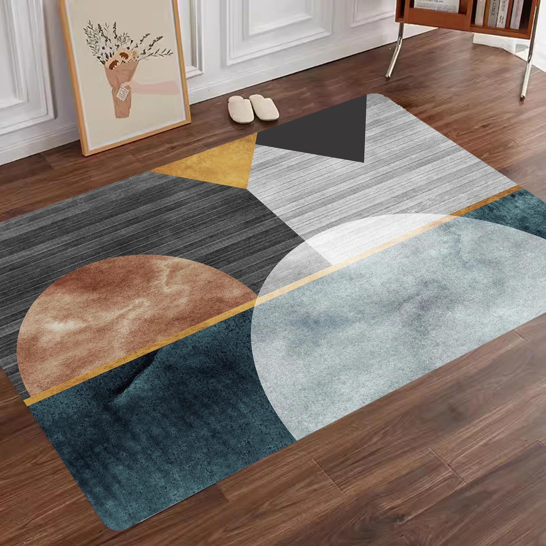 

Geometric Living Room Mat Diatom Mud Carpet Kitchen Bathroom Entry Door Mats Home Water-absorbent Mats Rubber Bath Floor Mats